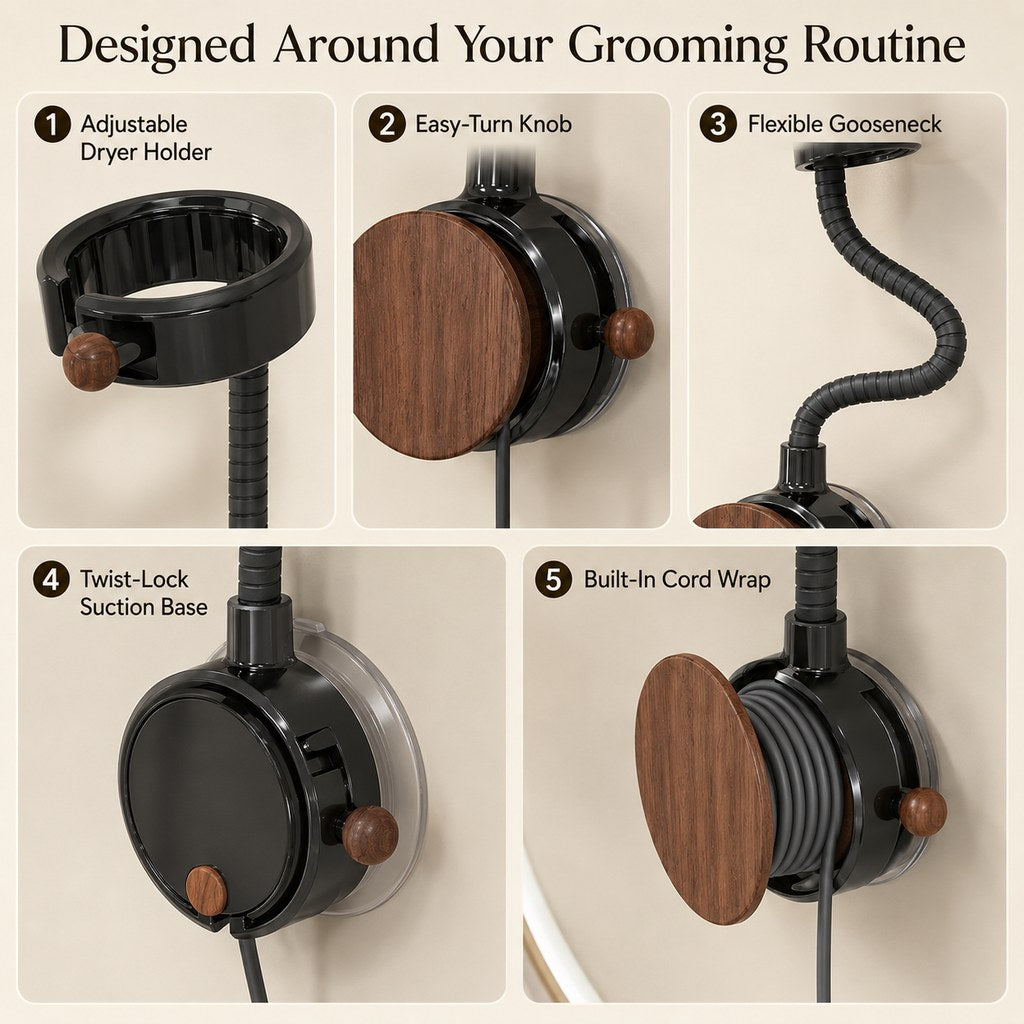 Hands-Free Pet Hair Dryer Holder – 360° Flexible Arm
