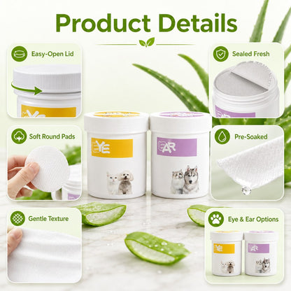 Pet Eye & Ear Wipes – Gentle Tear Stain & Wax Cleanup