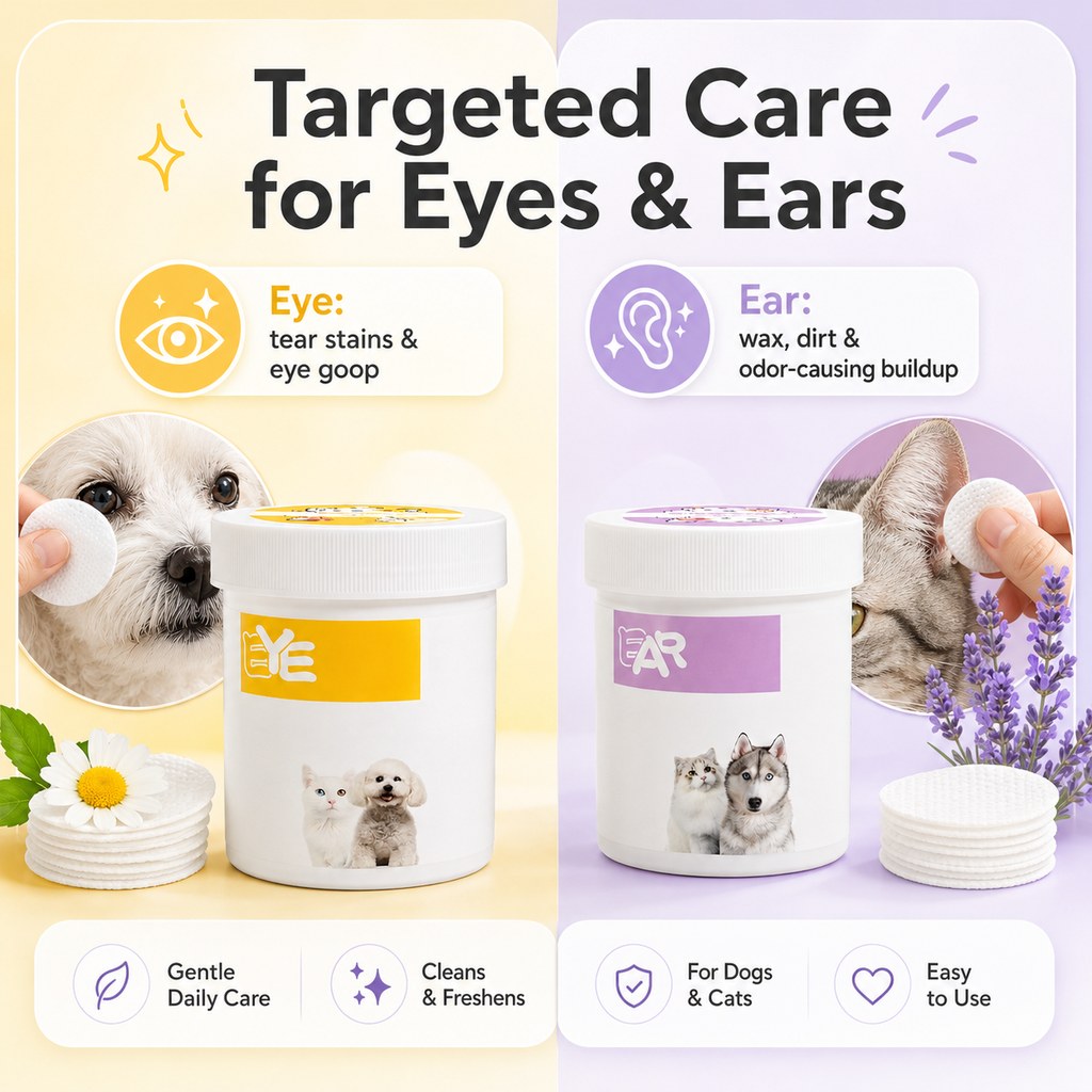 Pet Eye & Ear Wipes – Gentle Tear Stain & Wax Cleanup
