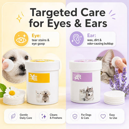 Pet Eye & Ear Wipes – Gentle Tear Stain & Wax Cleanup