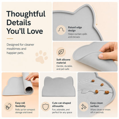 Raised-Edge Silicone Feeding Mat – Clean Floors at Mealtime