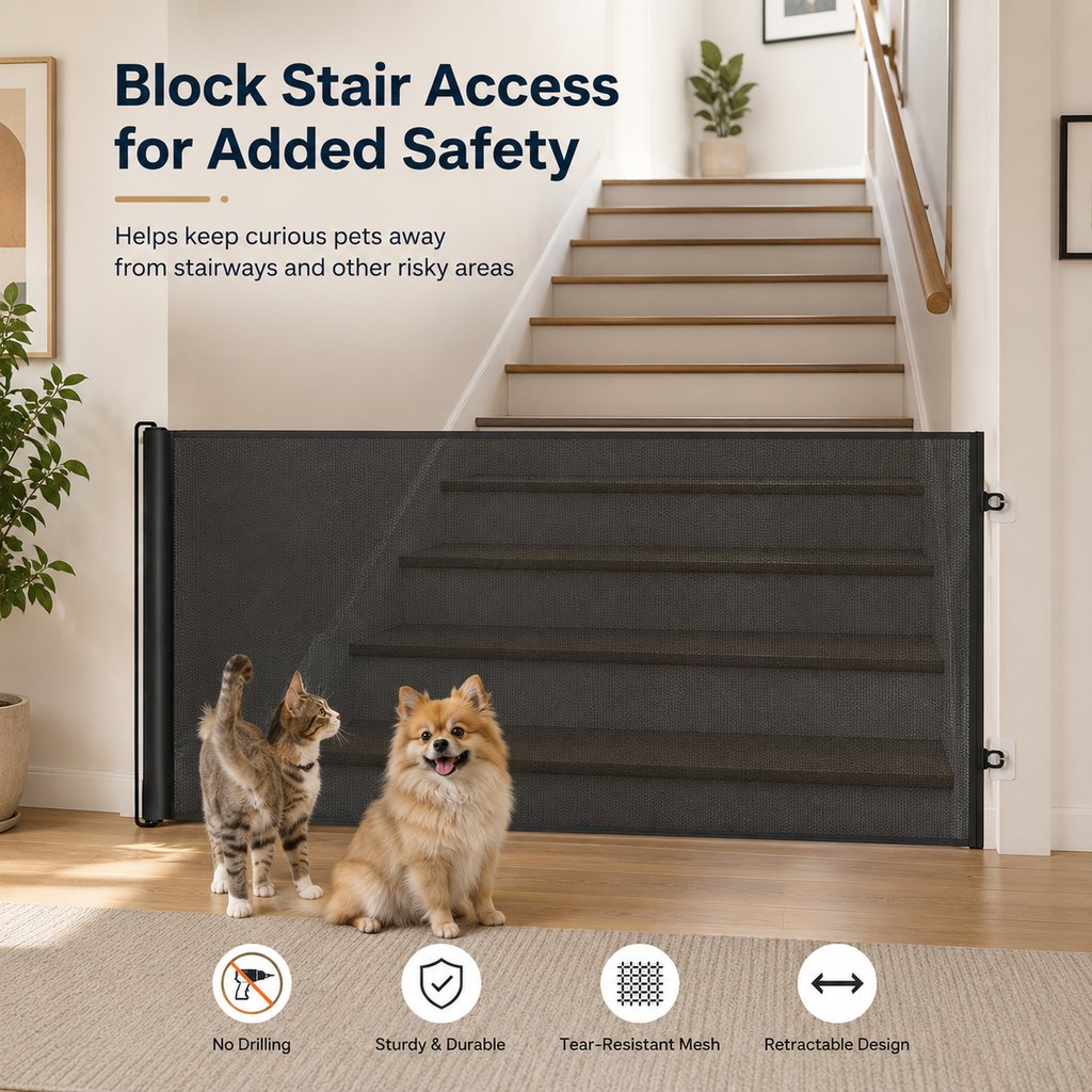No-Drill Retractable Pet Gate – Blocks Off-Limit Areas