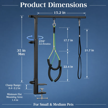 Clamp-On Pet Grooming Arm – Dual Support Holder