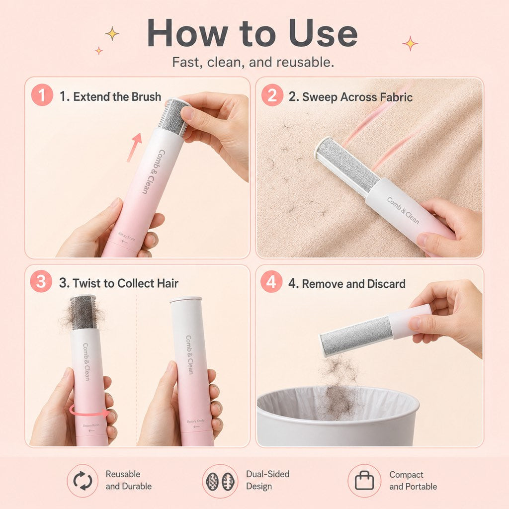 Self-Cleaning Grooming Comb – Easy Shedding Control