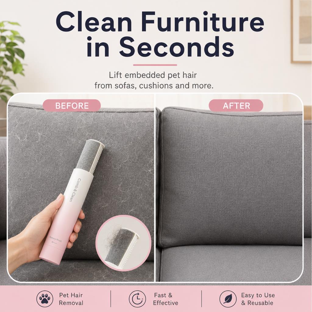Self-Cleaning Grooming Comb – Easy Shedding Control