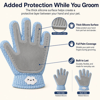 Dual-Sided Pet Grooming Glove – Gentle Deshedding