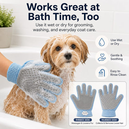 Dual-Sided Pet Grooming Glove – Gentle Deshedding