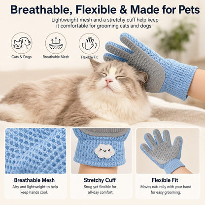 Dual-Sided Pet Grooming Glove – Gentle Deshedding