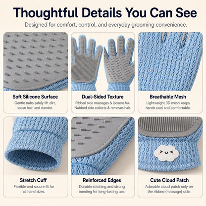 Dual-Sided Pet Grooming Glove – Gentle Deshedding