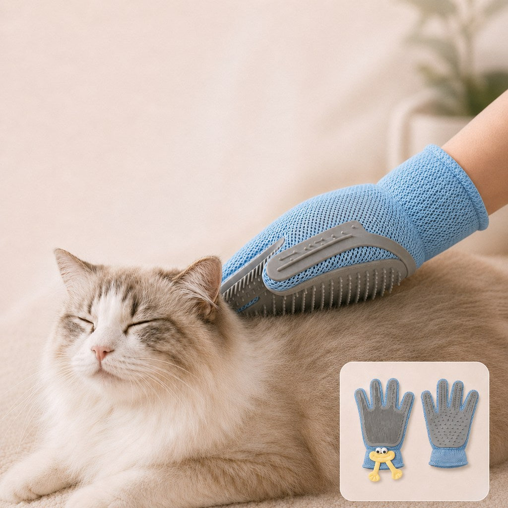 Dual-Sided Pet Grooming Glove – Gentle Deshedding