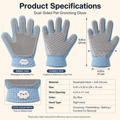 Dual-Sided Pet Grooming Glove – Gentle Deshedding