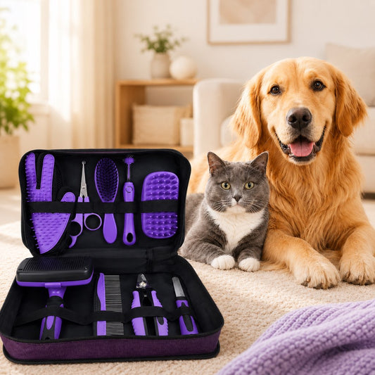 9-Piece Pet Grooming Kit – Shedding, Nails & Detangling