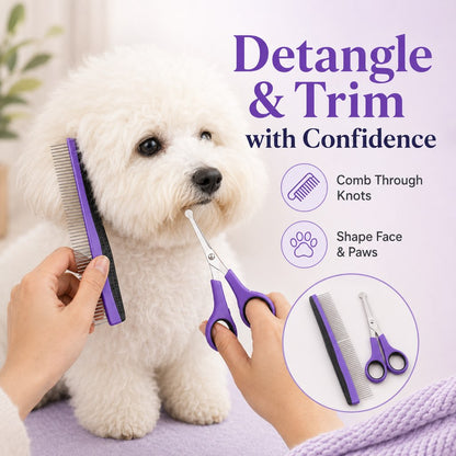 9-Piece Pet Grooming Kit – Shedding, Nails & Detangling