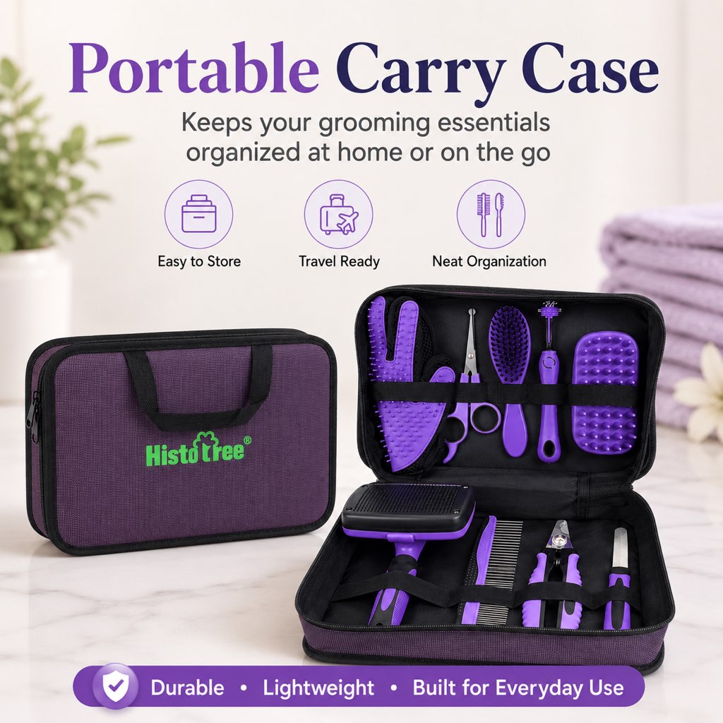 9-Piece Pet Grooming Kit – Shedding, Nails & Detangling