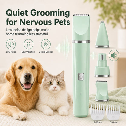 4-in-1 Cordless Pet Trimmer – Quiet At-Home Touch-Ups