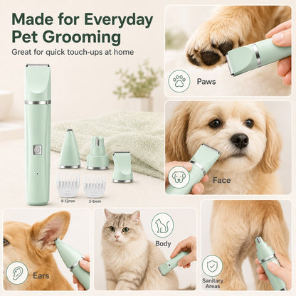 4-in-1 Cordless Pet Trimmer – Quiet At-Home Touch-Ups