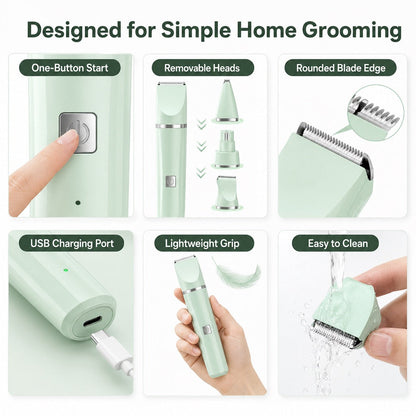 4-in-1 Cordless Pet Trimmer – Quiet At-Home Touch-Ups