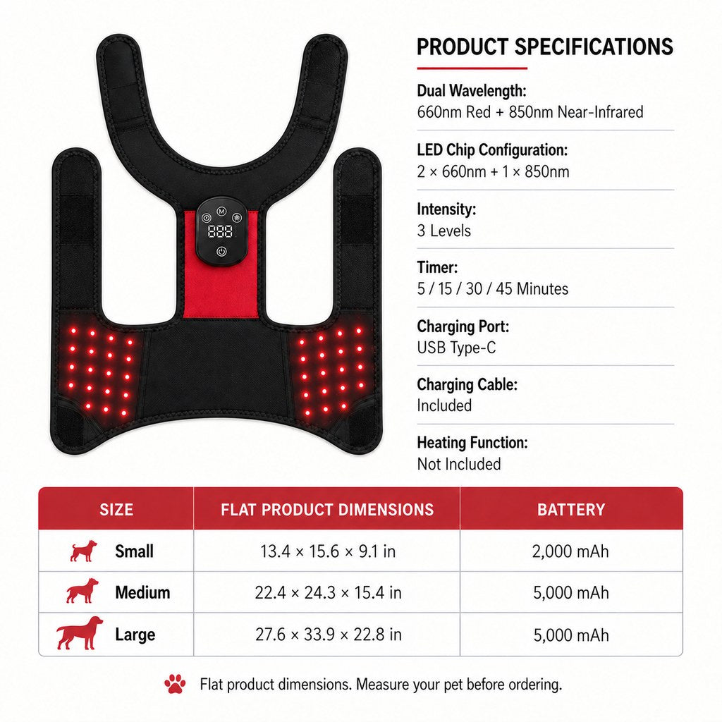 Red Light Dog Hip Wrap – Hands-Free Home Care