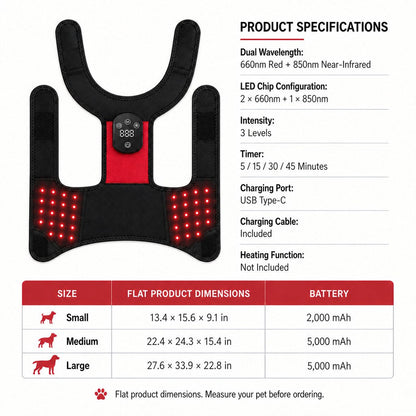 Red Light Dog Hip Wrap – Hands-Free Home Care