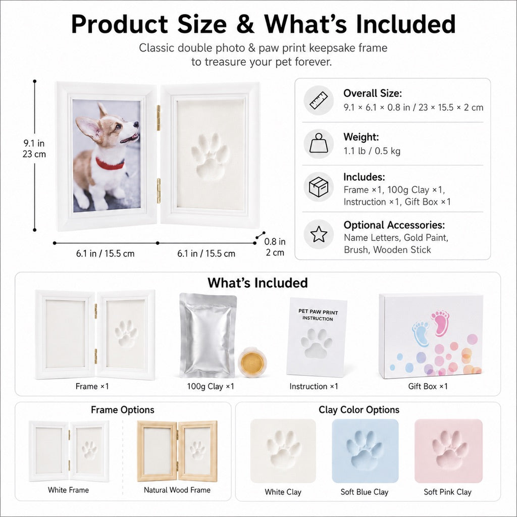 Pet Paw Print Frame Kit – DIY Keepsake Memories