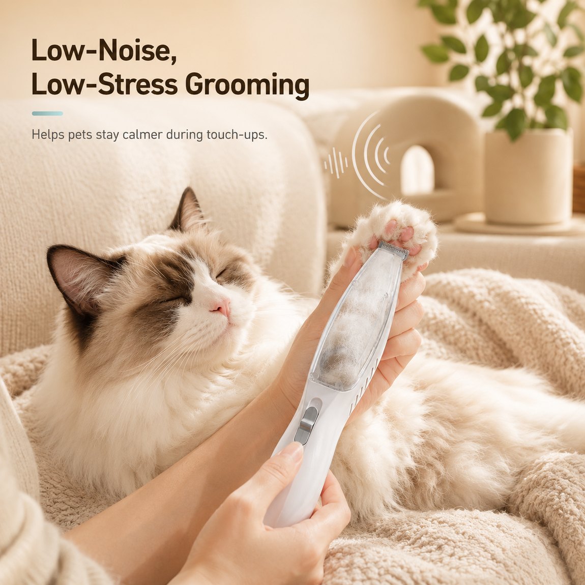 Pet Paw Trimmer with Vacuum – Low-Noise, Mess-Free