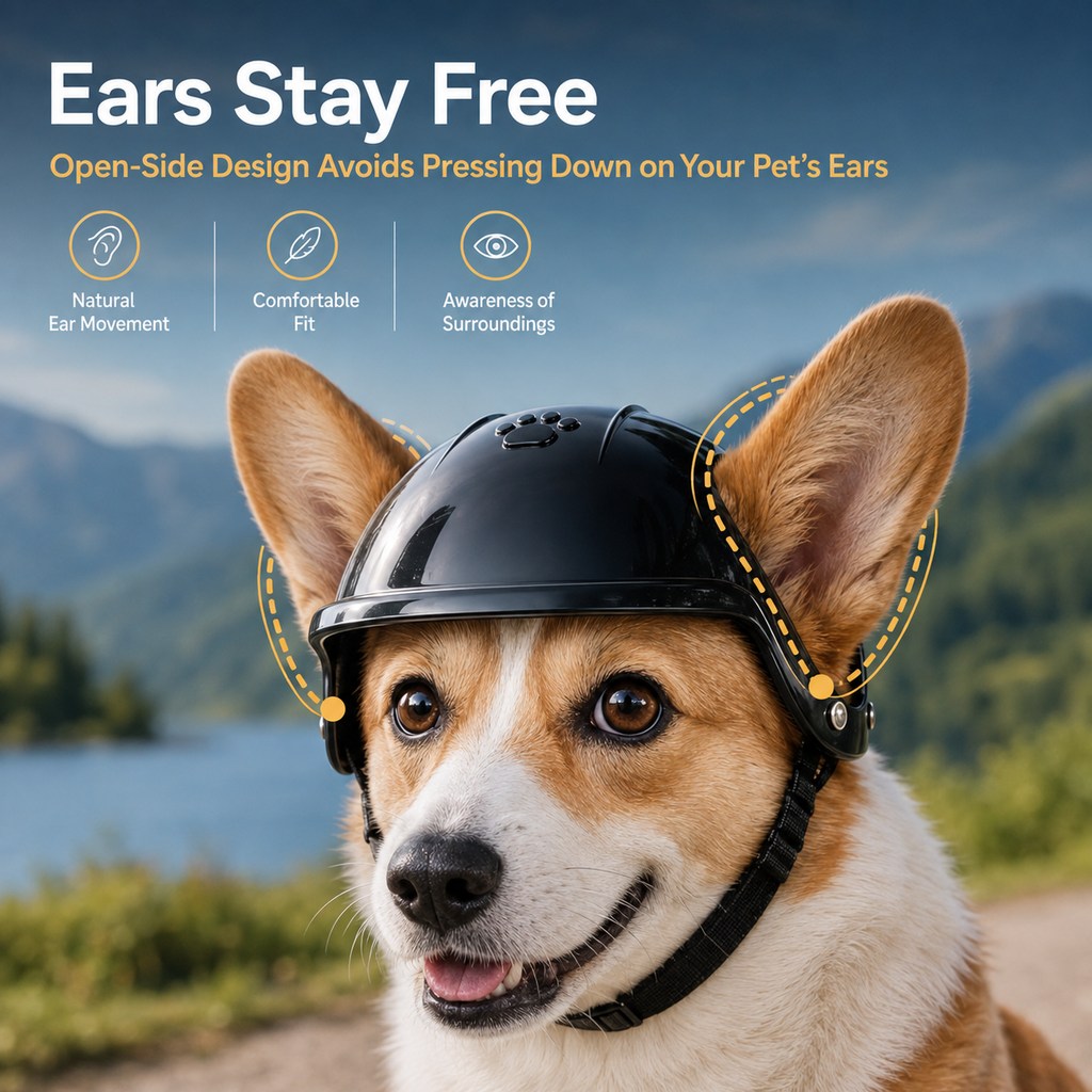 Lightweight Pet Helmet – Open-Ear Head Guard