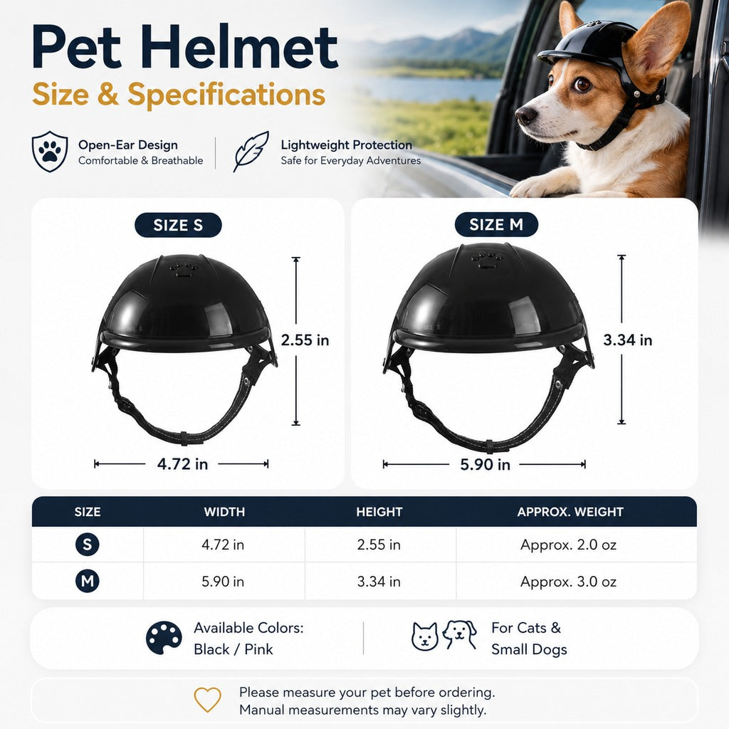 Lightweight Pet Helmet – Open-Ear Head Guard