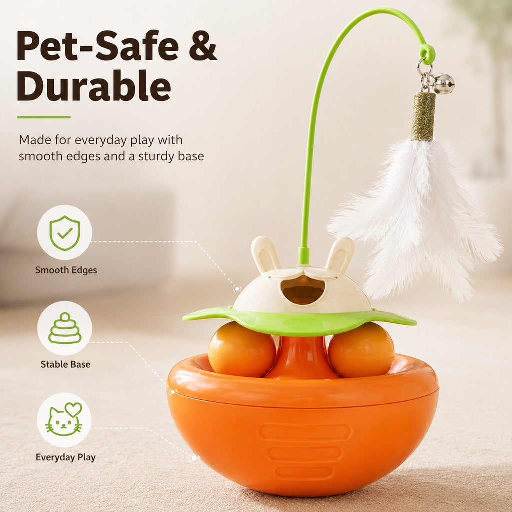 Wobble Cat Toy – Treat-Dispensing Feather Teaser