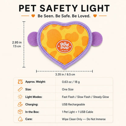Heart LED Pet Safety Light – Visible on Night Walks