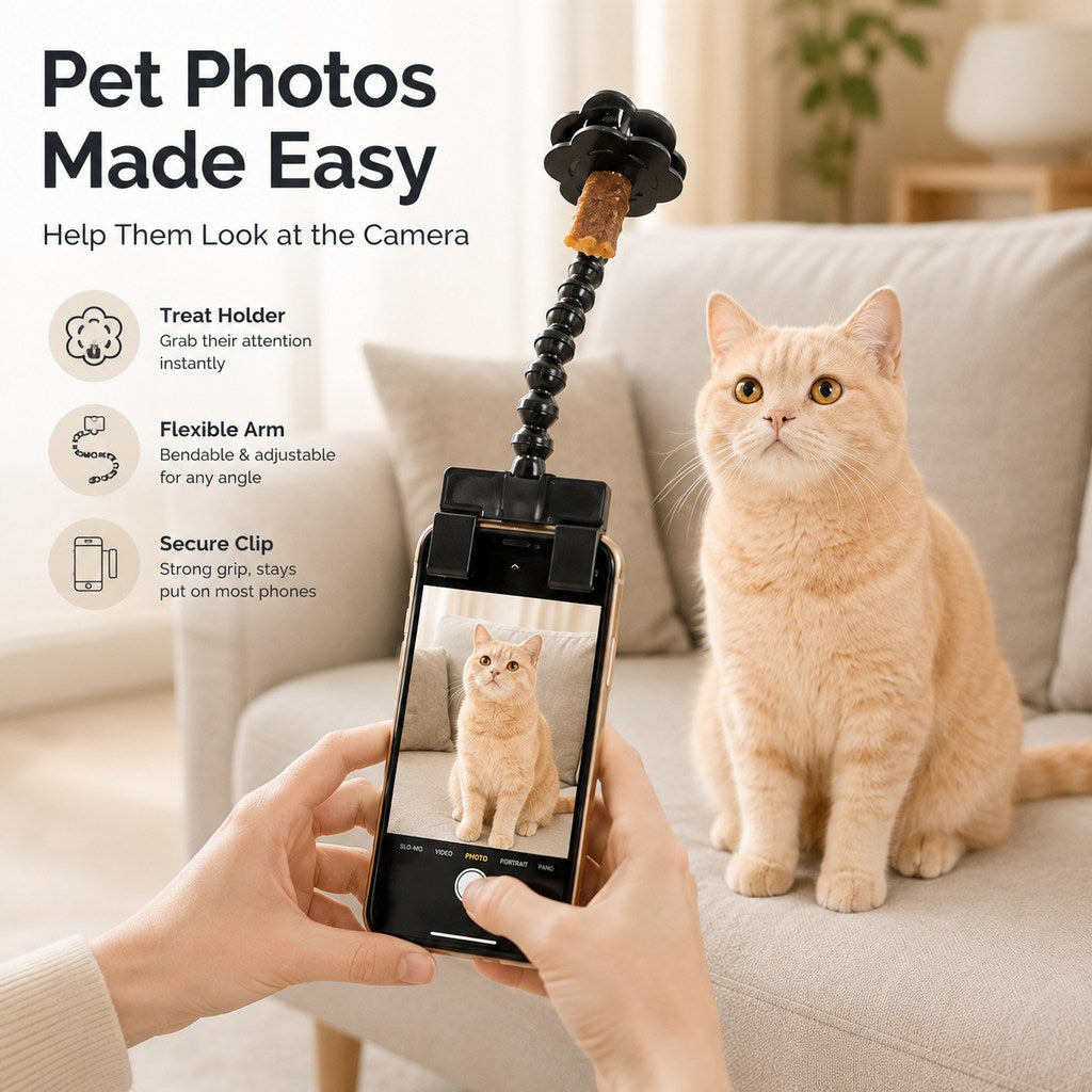 Pet Selfie Phone Clip – Treat Holder for Perfect Photos