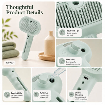 Mist Spray Grooming Brush – No Flying Fur Deshedding