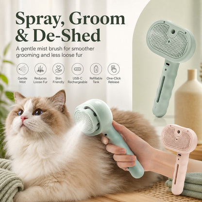 Mist Spray Grooming Brush – No Flying Fur Deshedding