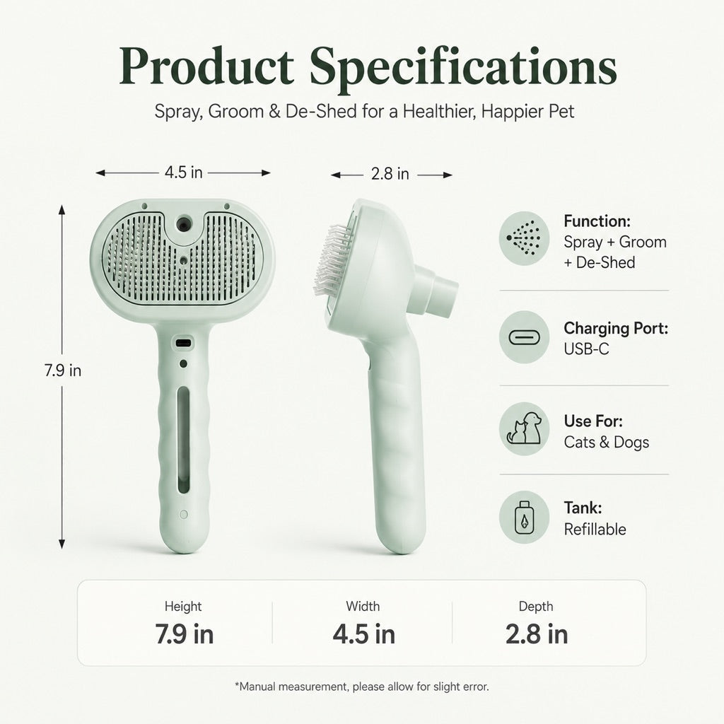 Mist Spray Grooming Brush – No Flying Fur Deshedding
