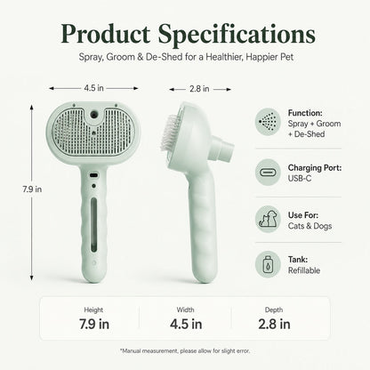 Mist Spray Grooming Brush – No Flying Fur Deshedding