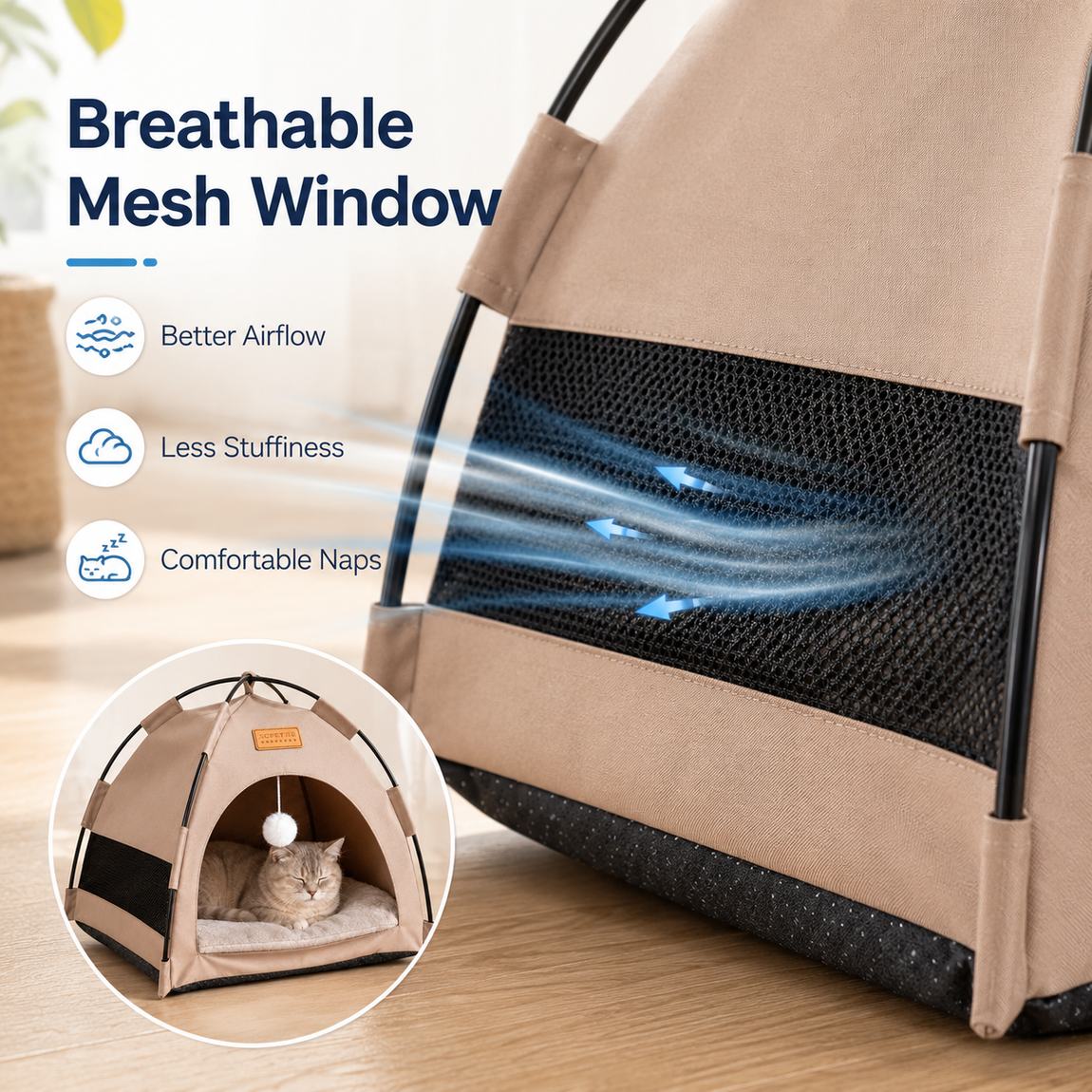 Pet Tent Bed with Cooling Mat – Cool Private Hideaway