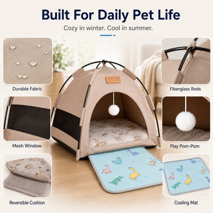 Pet Tent Bed with Cooling Mat – Cool Private Hideaway