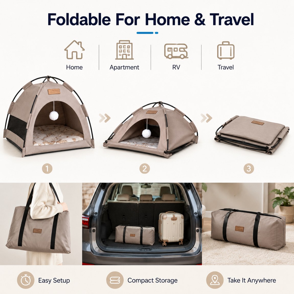 Pet Tent Bed with Cooling Mat – Cool Private Hideaway