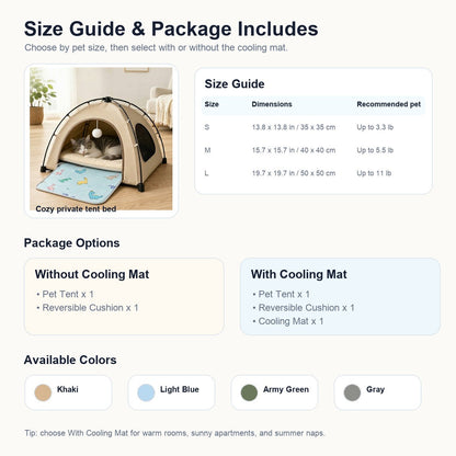 Pet Tent Bed with Cooling Mat – Cool Private Hideaway