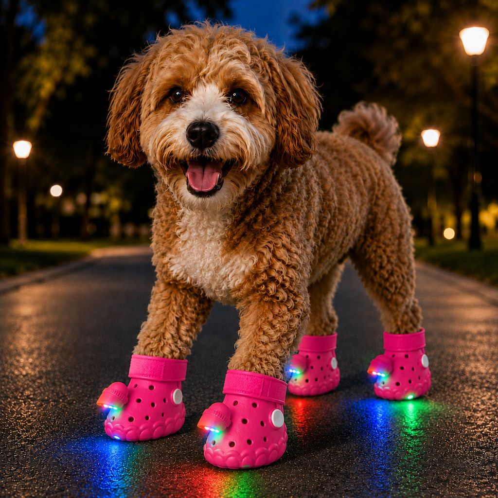 Step-Activated RGB Dog Boots – Light-Up Night Walks