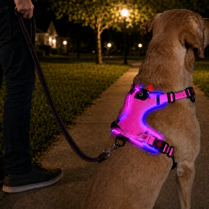 Rechargeable LED Dog Harness – Glow for Night Walks