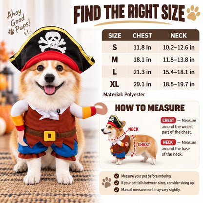 Pirate Dog Costume – Hat & Hook Arms