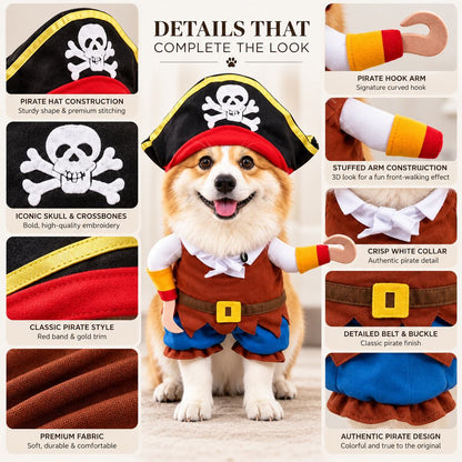 Pirate Dog Costume – Hat & Hook Arms