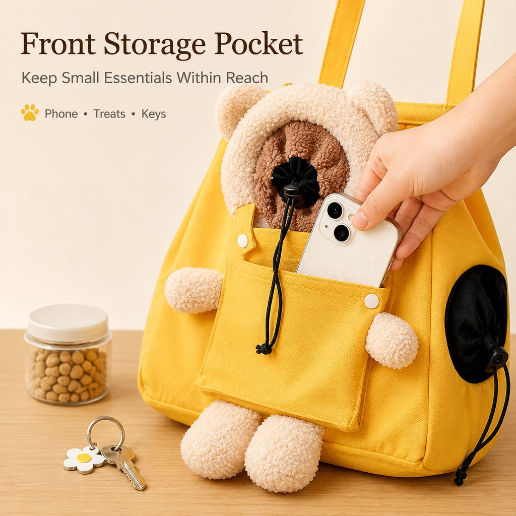 Plush Bear Cat Carrier Tote – Dual Head-Out Design