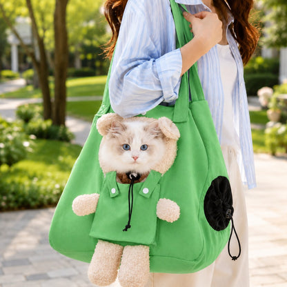 Plush Bear Cat Carrier Tote – Dual Head-Out Design