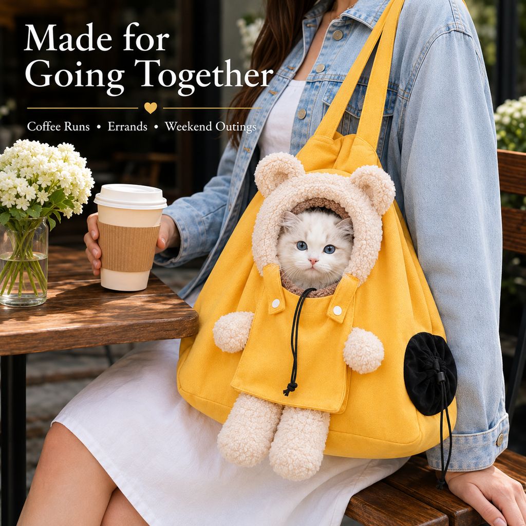 Plush Bear Cat Carrier Tote – Dual Head-Out Design