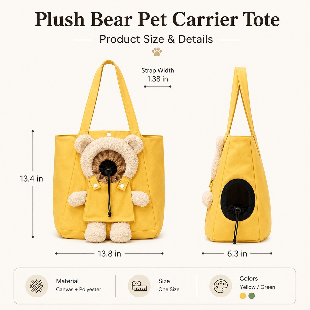 Plush Bear Cat Carrier Tote – Dual Head-Out Design