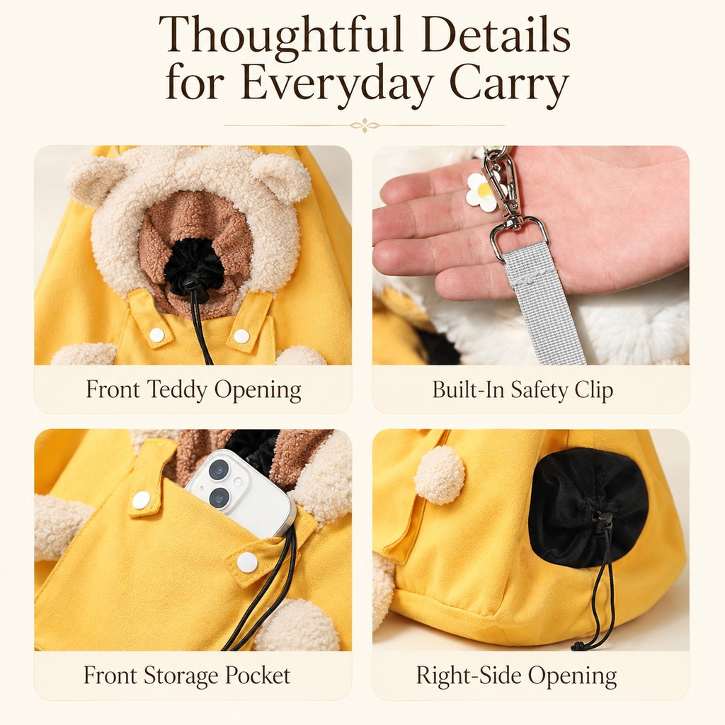 Plush Bear Cat Carrier Tote – Dual Head-Out Design