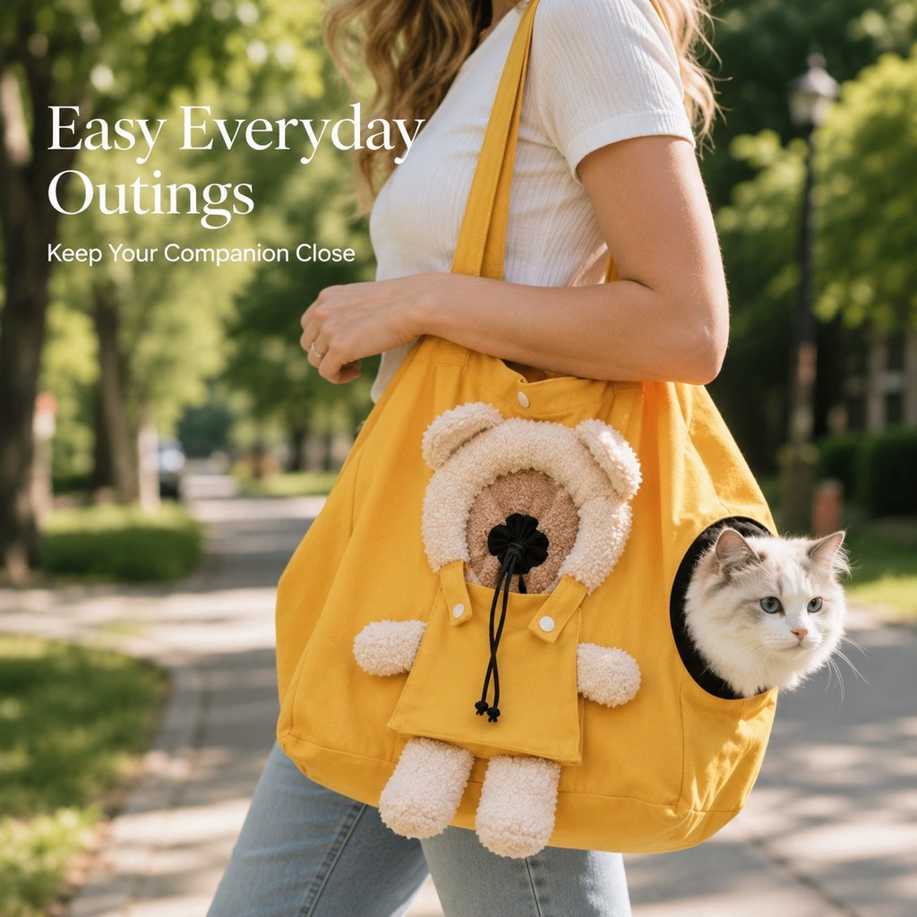 Plush Bear Cat Carrier Tote – Dual Head-Out Design
