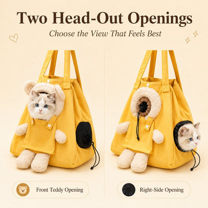 Plush Bear Cat Carrier Tote – Dual Head-Out Design
