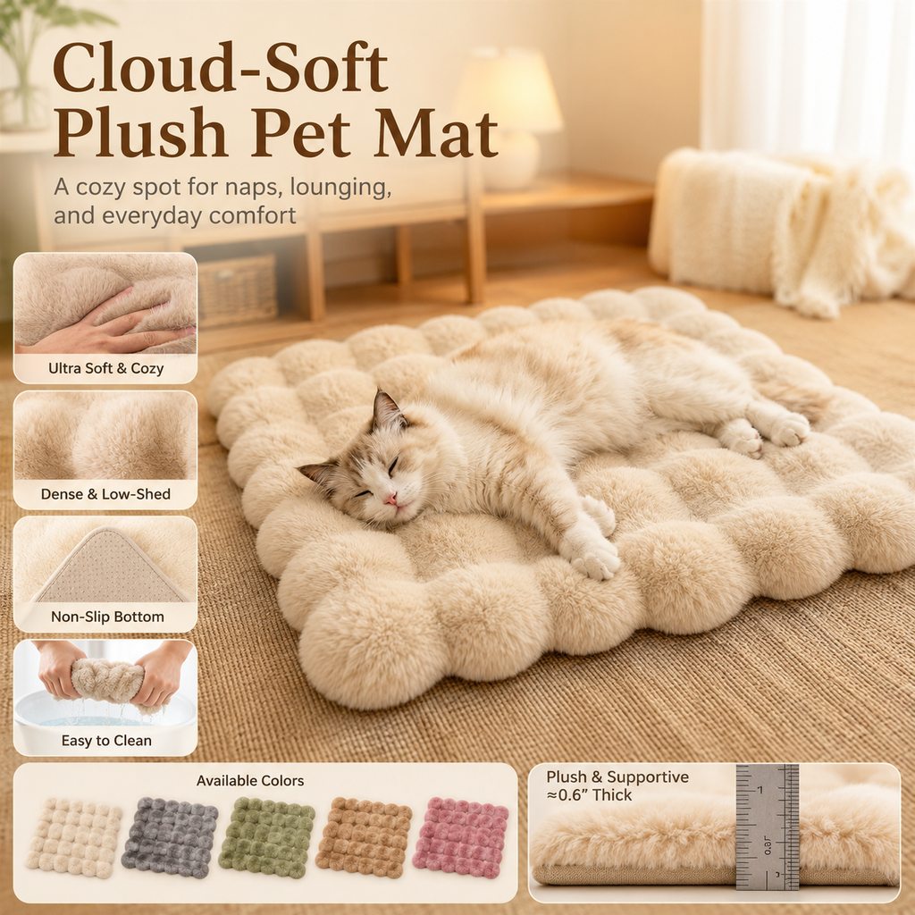 Plush Faux Fur Pet Bed Mat – Non-Slip & Washable